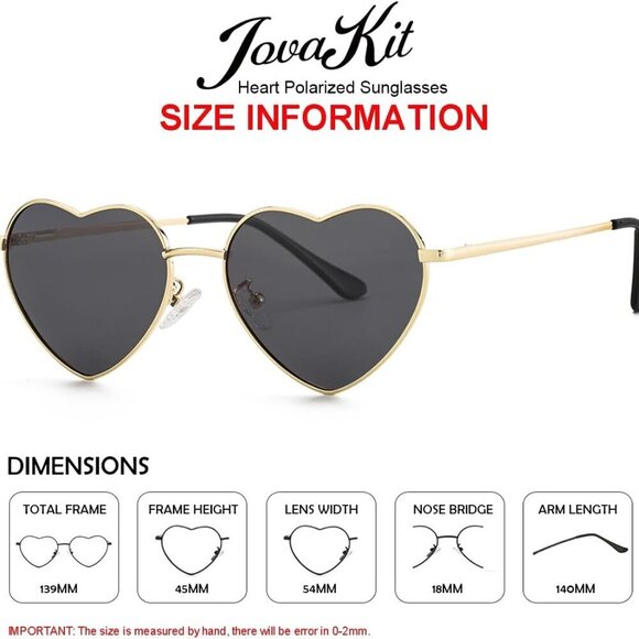 Polarized Heart Sunglasses for Women Fashion Lovely Style Metal Frame UV400 Prot - Picture 3 of 6